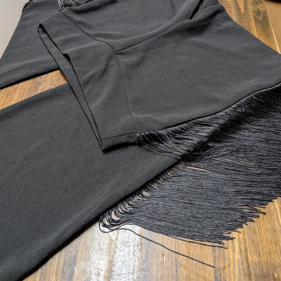NWT Shein Black Fringe Flare Pants | Western Festival Boho | Large - Picture 9 of 11